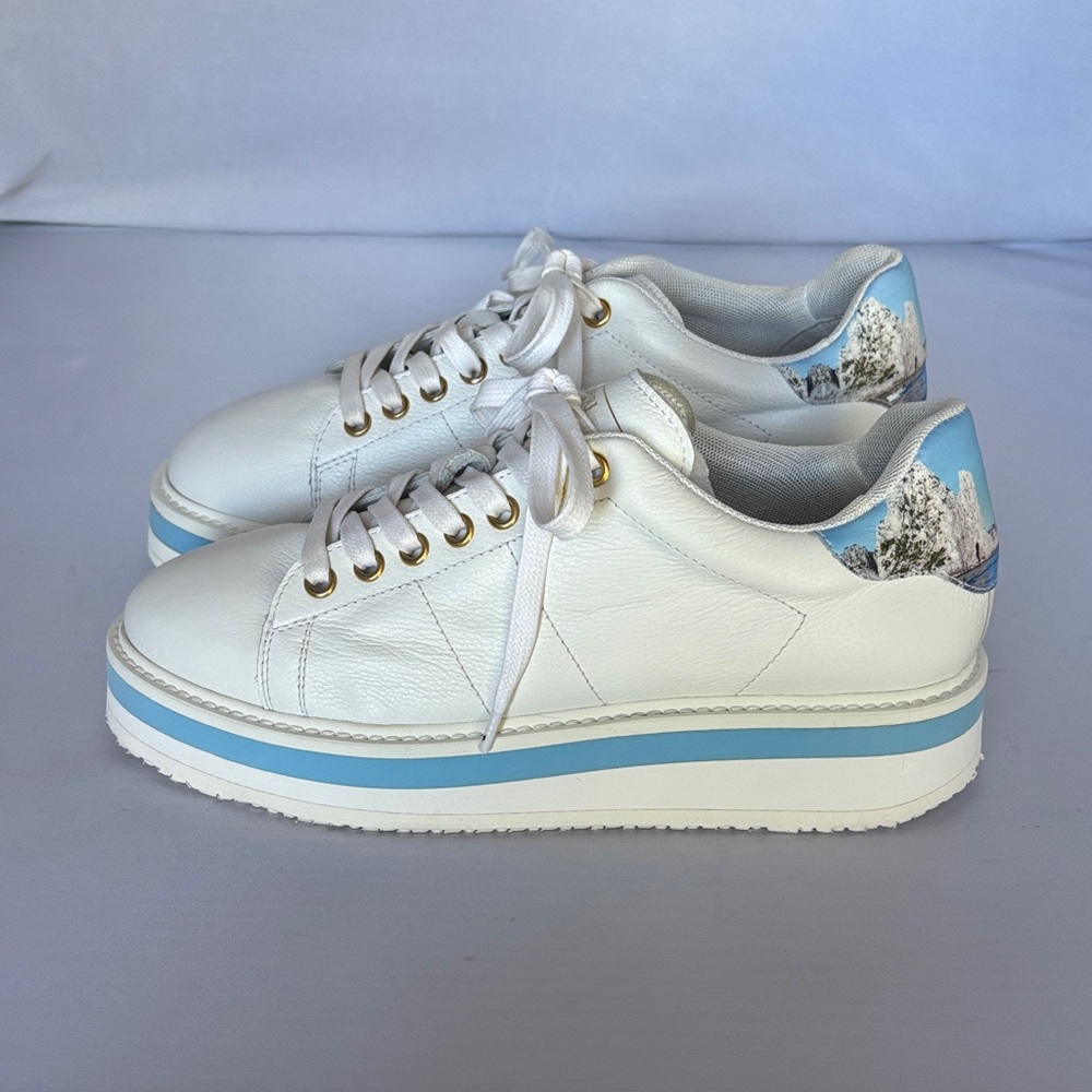 Cappelletti made in Italy Capri White and Blue Women's Sneakers NWBox